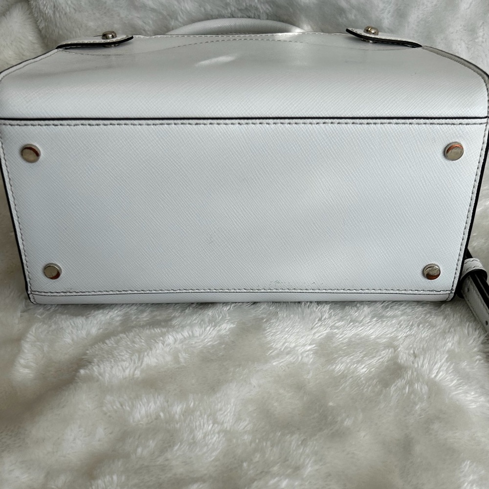 Kate Spade New York White Saffiano Leather Satchel Crossbody Bag - Picture 6 of 16